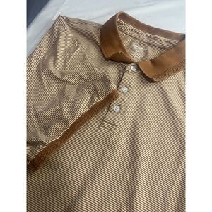Men's Bonobos Brown & White Striped 3-Button Golf Polo Shirt-‎ Size XXL